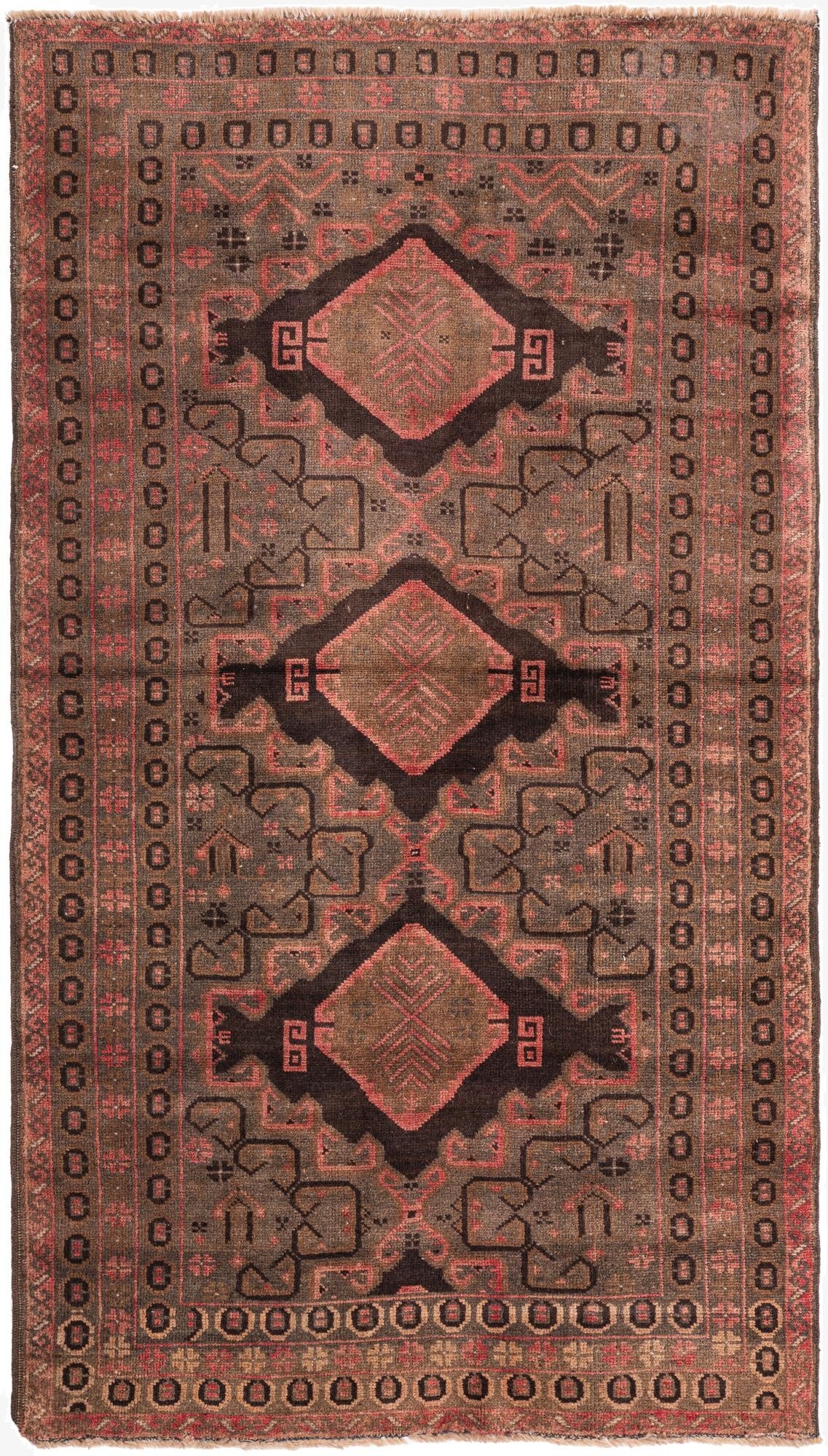  3' 5 x 6'  Hand Knotted Ultra Vintage Persian Wool Rug