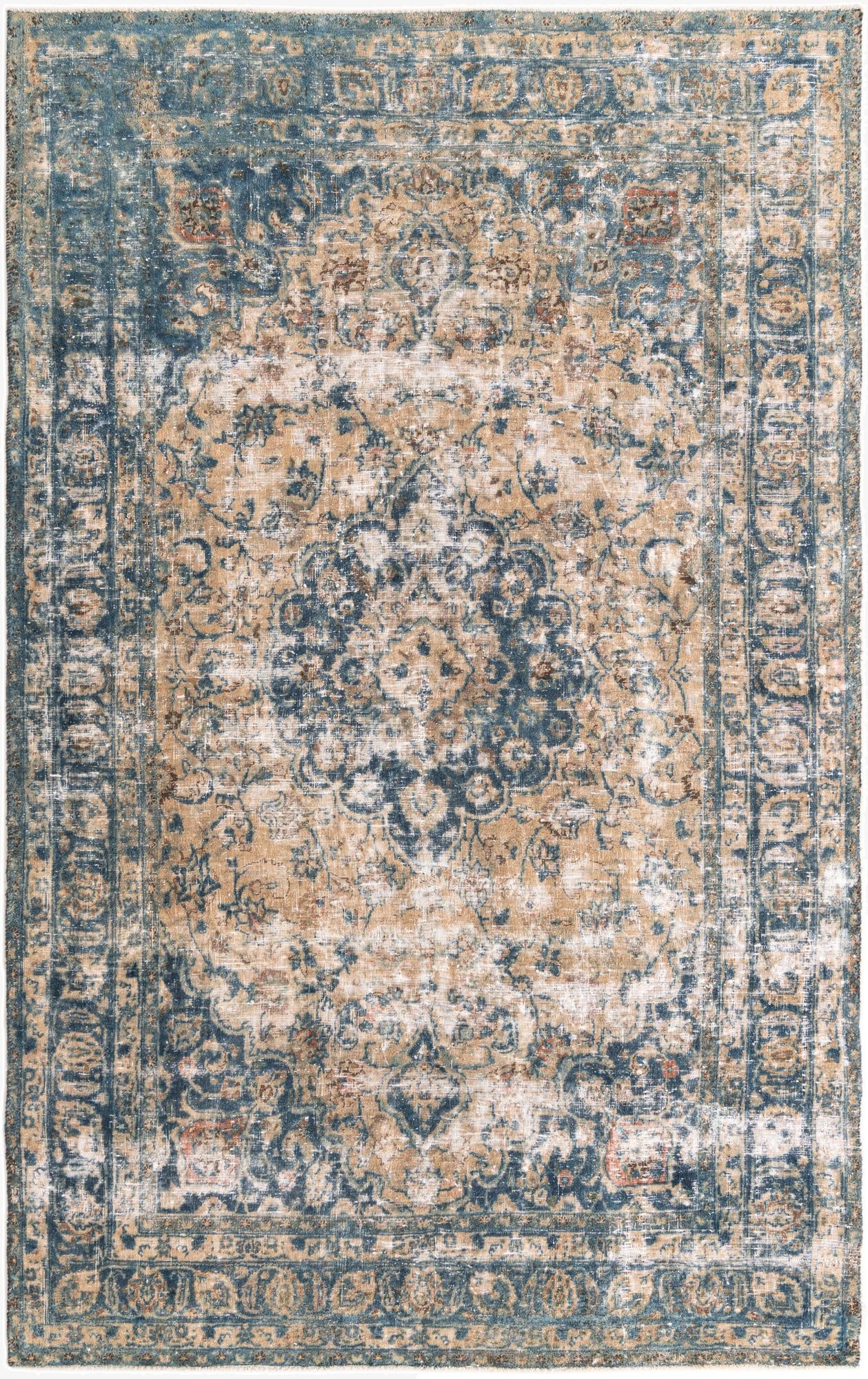  6' 4 x 9' 2  Hand Knotted Ultra Vintage Persian Wool Rug