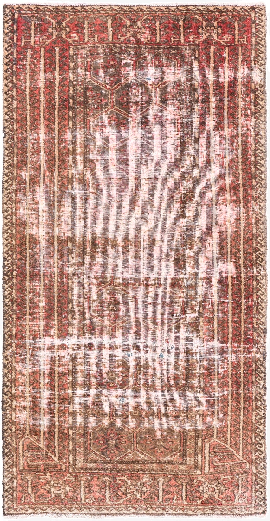  2' 9 x 5' 3  Hand Knotted Ultra Vintage Persian Wool Rug