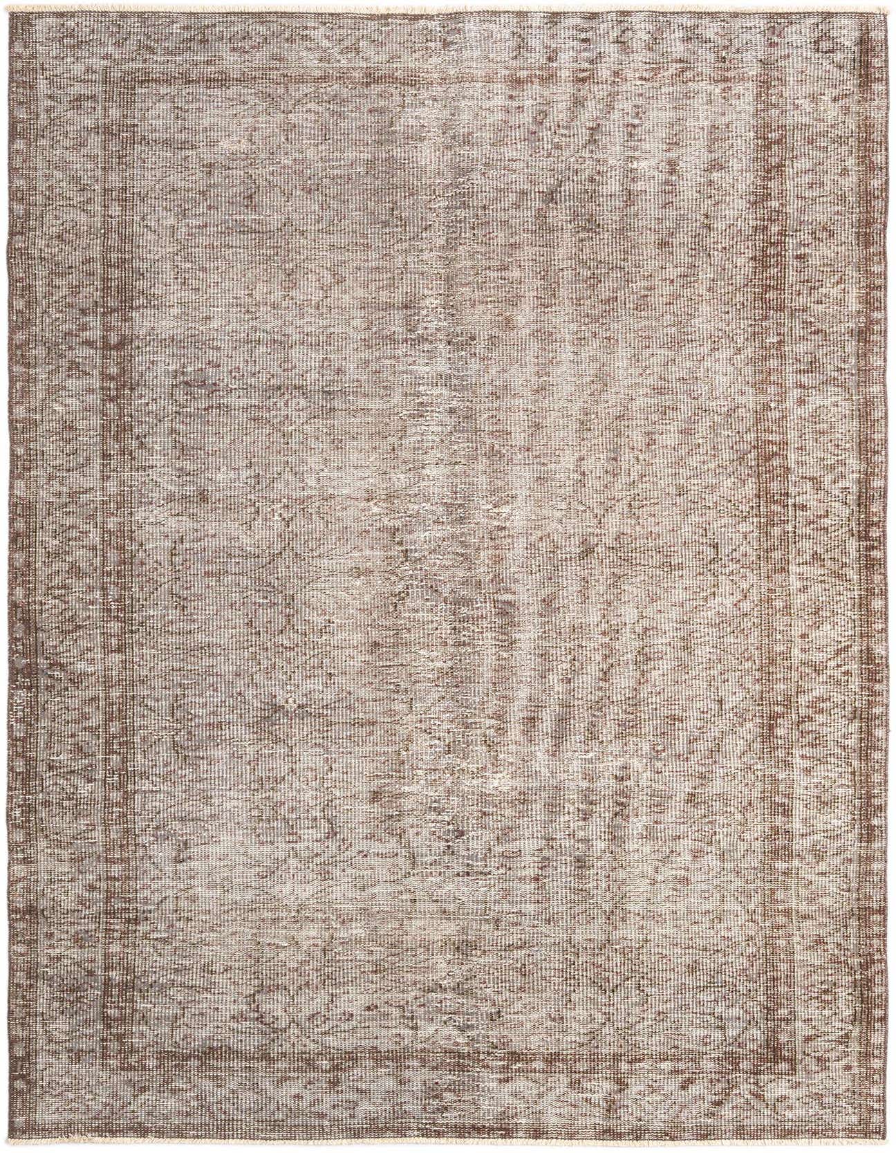 A 5x8 rectangular Rugs.com Vintage Royal Persian wool rug in shades of brown and tan, featuring a distressed traditional pattern.