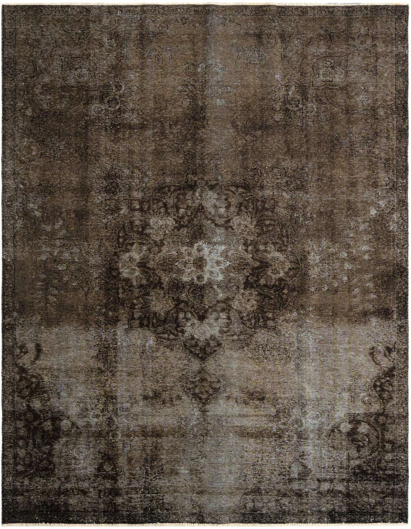 7x10 rectangular Rugs.com Vintage Persian rug in varying shades of brown and tan, featuring a distressed floral medallion pattern.