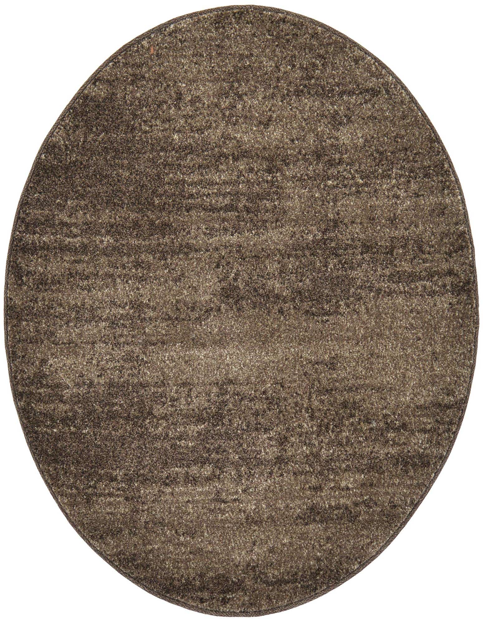 A 3' 0 x 3' 0 round brown and tan polypropylene rug with a subtle textured, solid pattern.