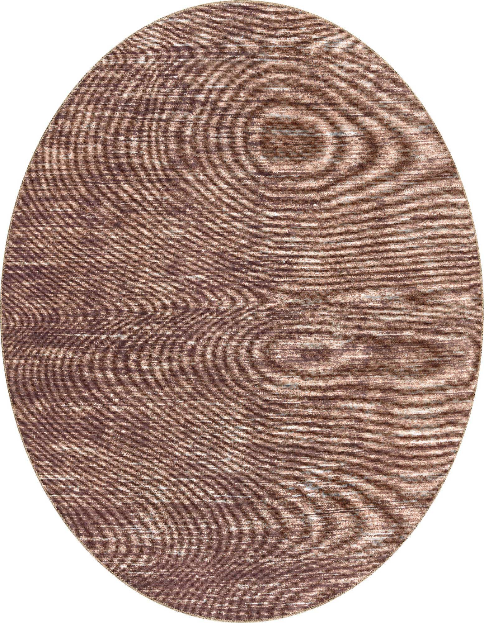 A 7' 7 x 7' 7 round brown and tan modern chenille rug with a textured stripe pattern.