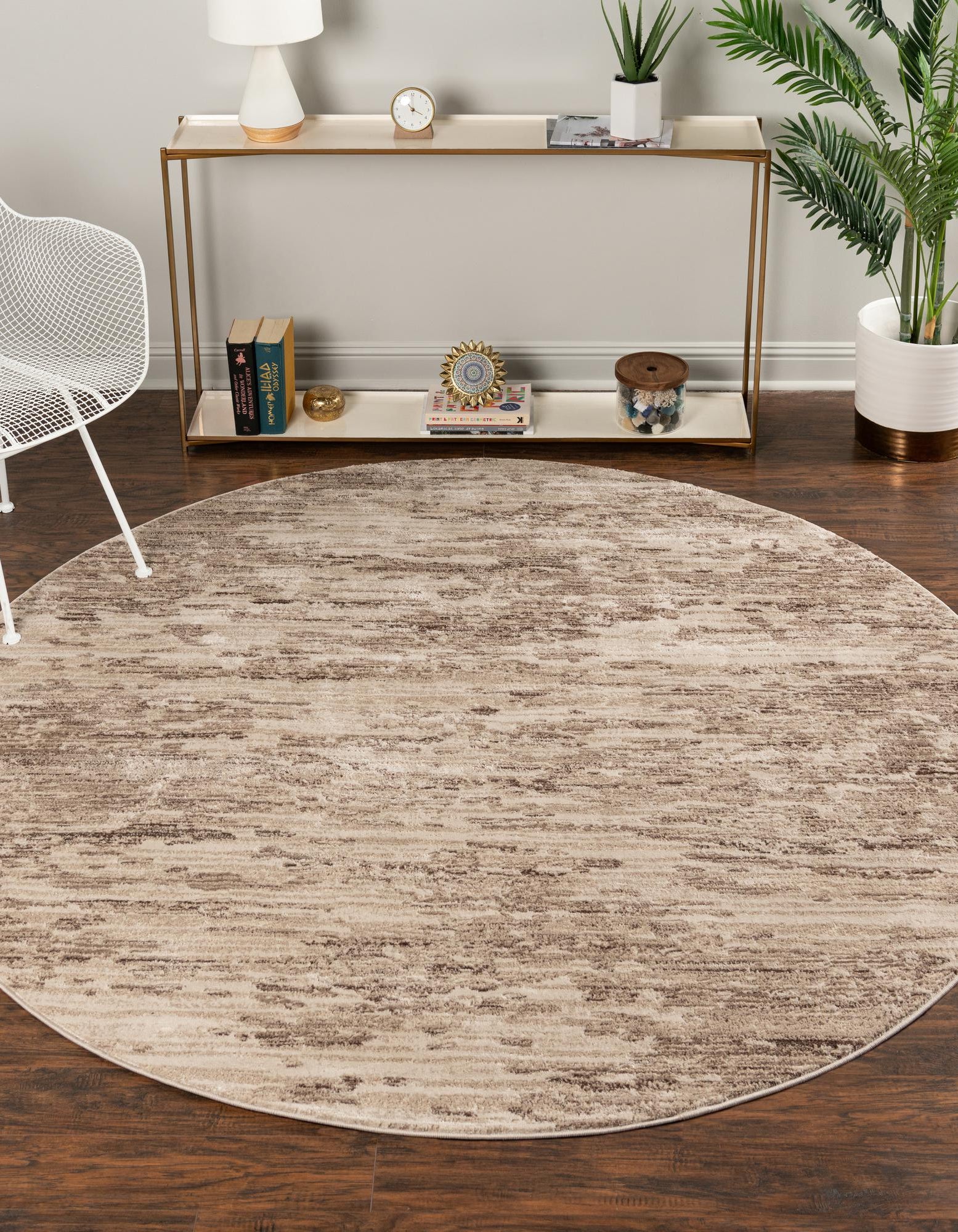 Brown 4' x 4' Oasis Round Rug | Rugs.com