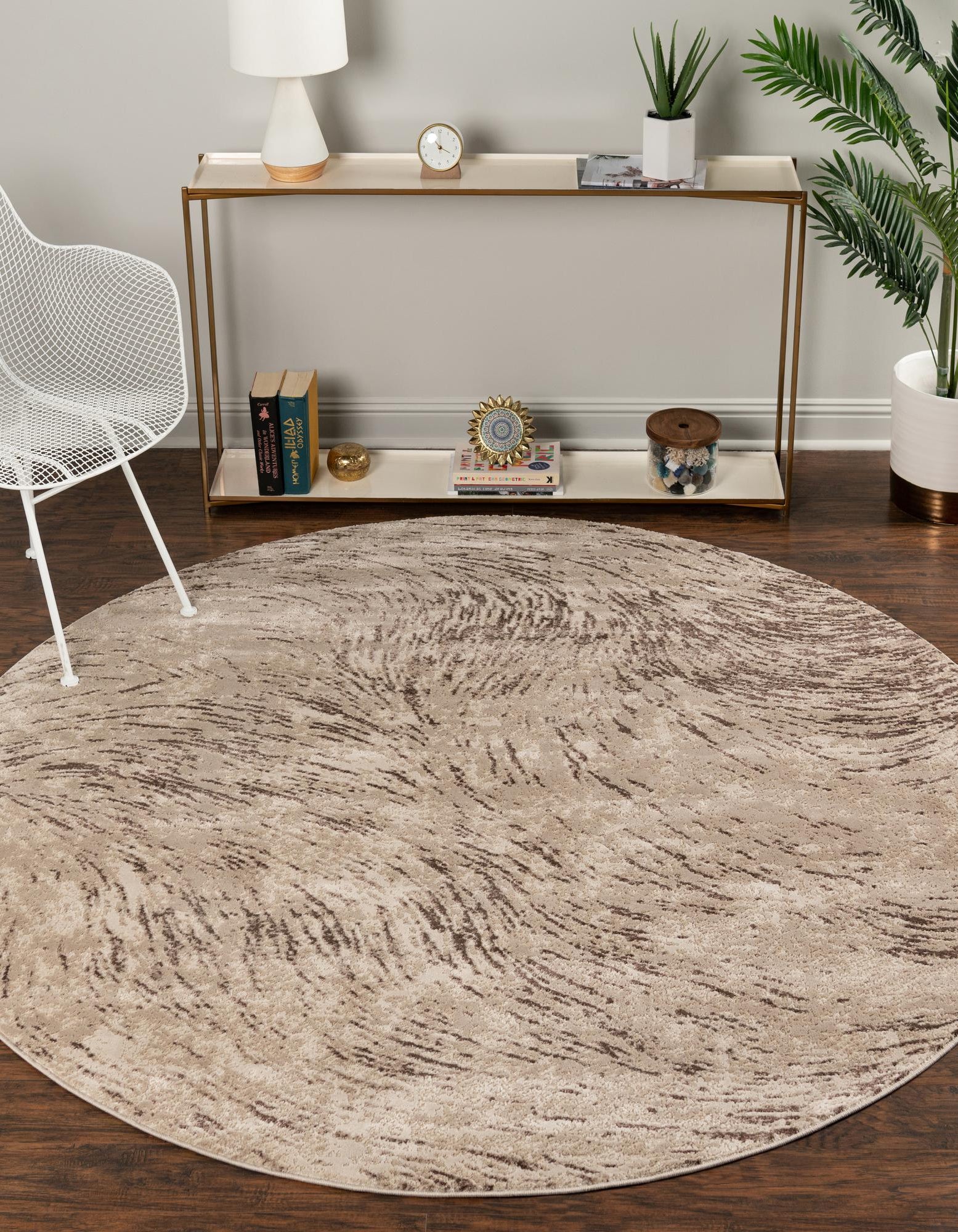 Brown 4' x 4' Oasis Round Rug | Rugs.com