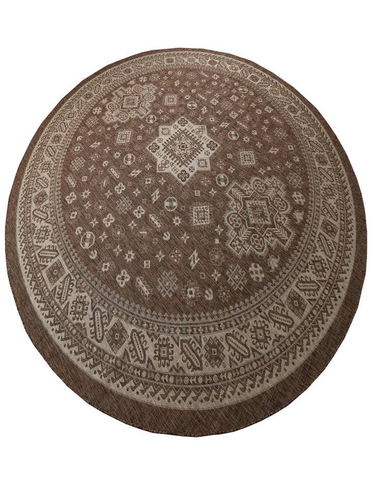 Detail image of  13' x 13'  Washable Aztec Indoor / Outdoor Round Rug