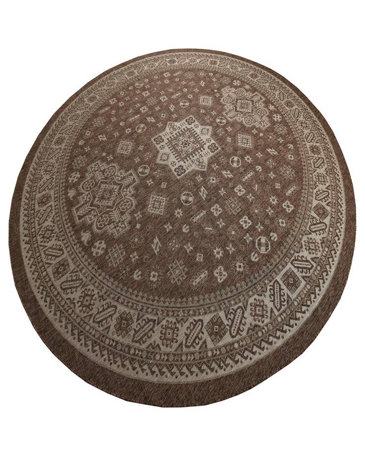 Detail image of  13' x 13'  Washable Aztec Indoor / Outdoor Round Rug