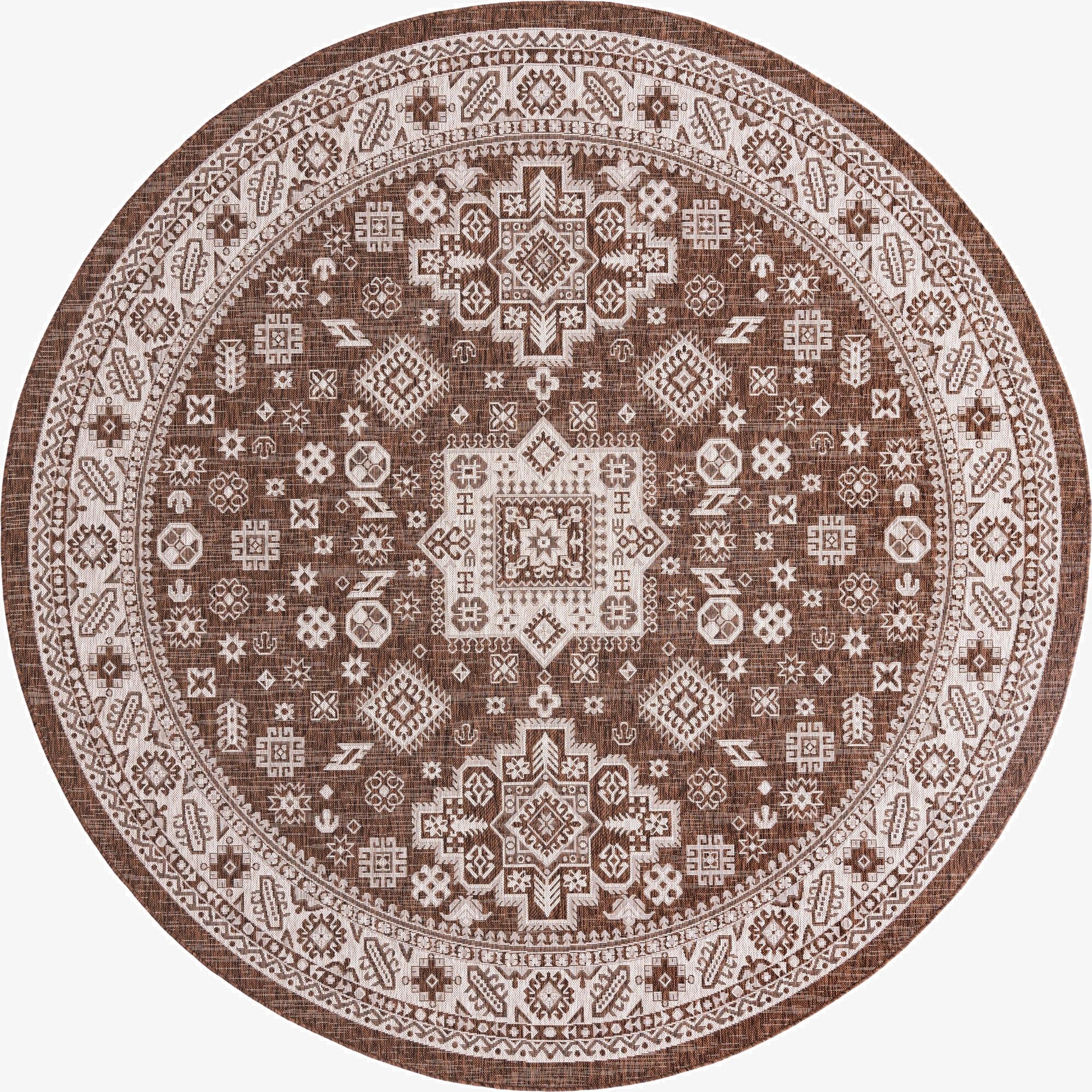  10' x 10'  Washable Aztec Indoor / Outdoor Round Rug