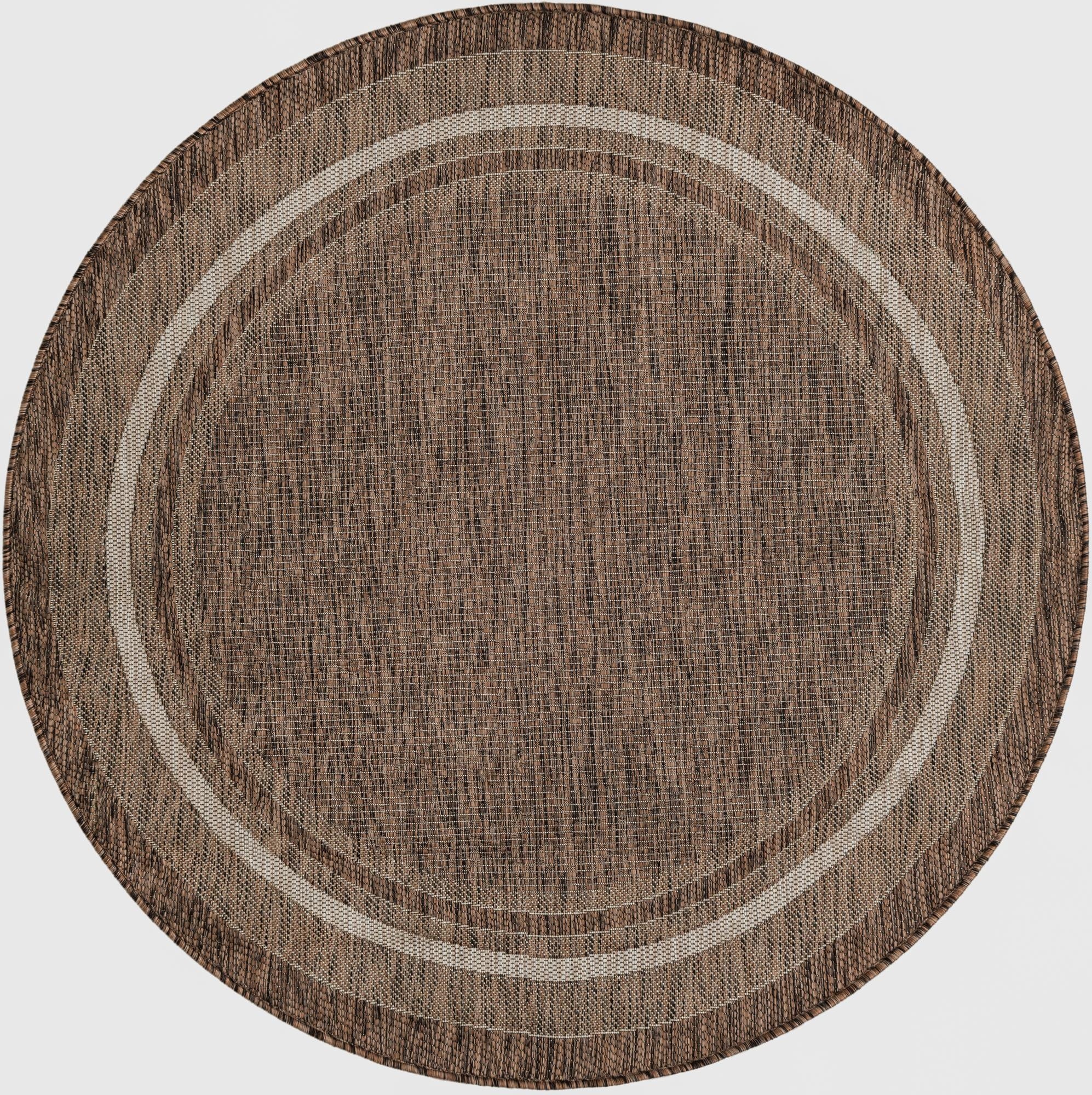  5' 3 x 5' 3  Washable Border Indoor / Outdoor Round Rug