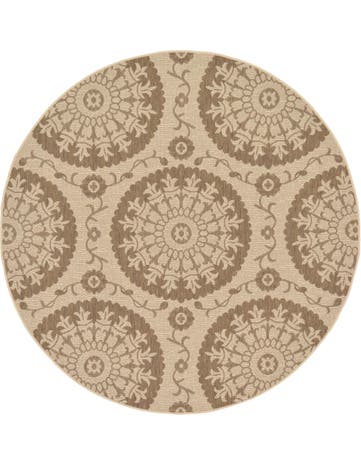6' x 6' Washable Botanical Indoor / Outdoor Round Rug