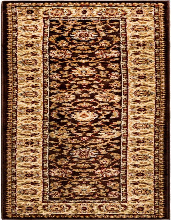 A 7 ft runner rug featuring a traditional Oriental floral pattern in rich browns and tans, ideal for a hallway.