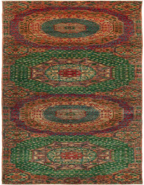 Amina 10 Ft Runner rug with a traditional Persian pattern in rich browns, tans, greens, and reds, ideal for a hallway.