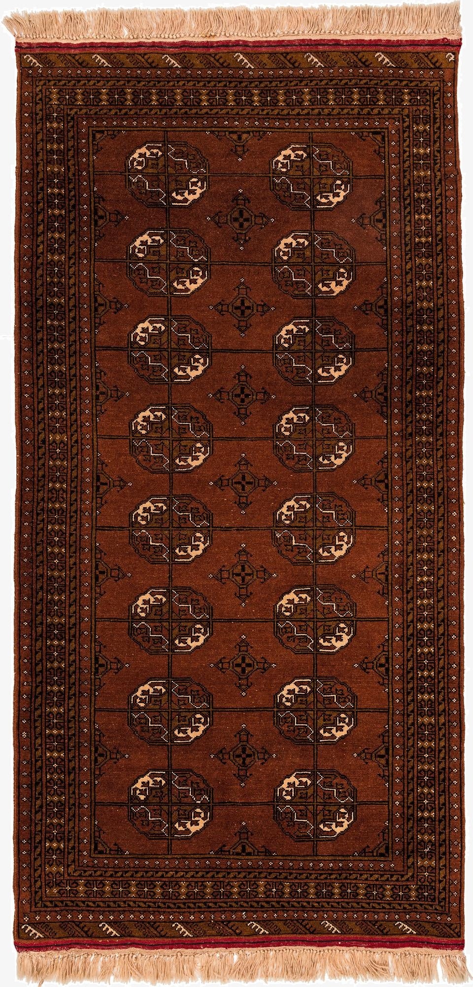  3' 4 x 6' 8  Hand Knotted Bokhara Wool Runner Rug