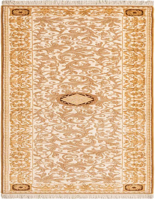 A 10 ft Darya runner rug in brown and tan, featuring an intricate Persian-inspired floral and vine pattern with a central medallion, ideal for a hallway.