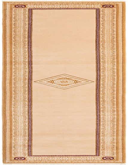 A 13 ft Darya runner rug in browns and tans with a central medallion and ornate border, perfect for a hallway.