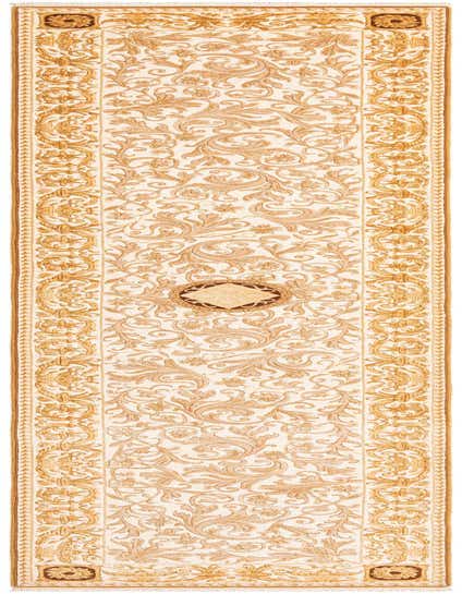 A 13 ft Darya runner rug with a traditional Persian pattern in shades of brown and tan, ideal for a hallway.