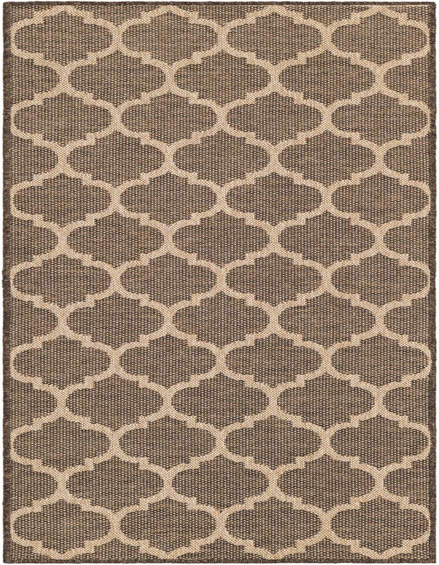 A 6 ft runner rug featuring a modern brown and tan trellis pattern, ideal for a hallway or kitchen.