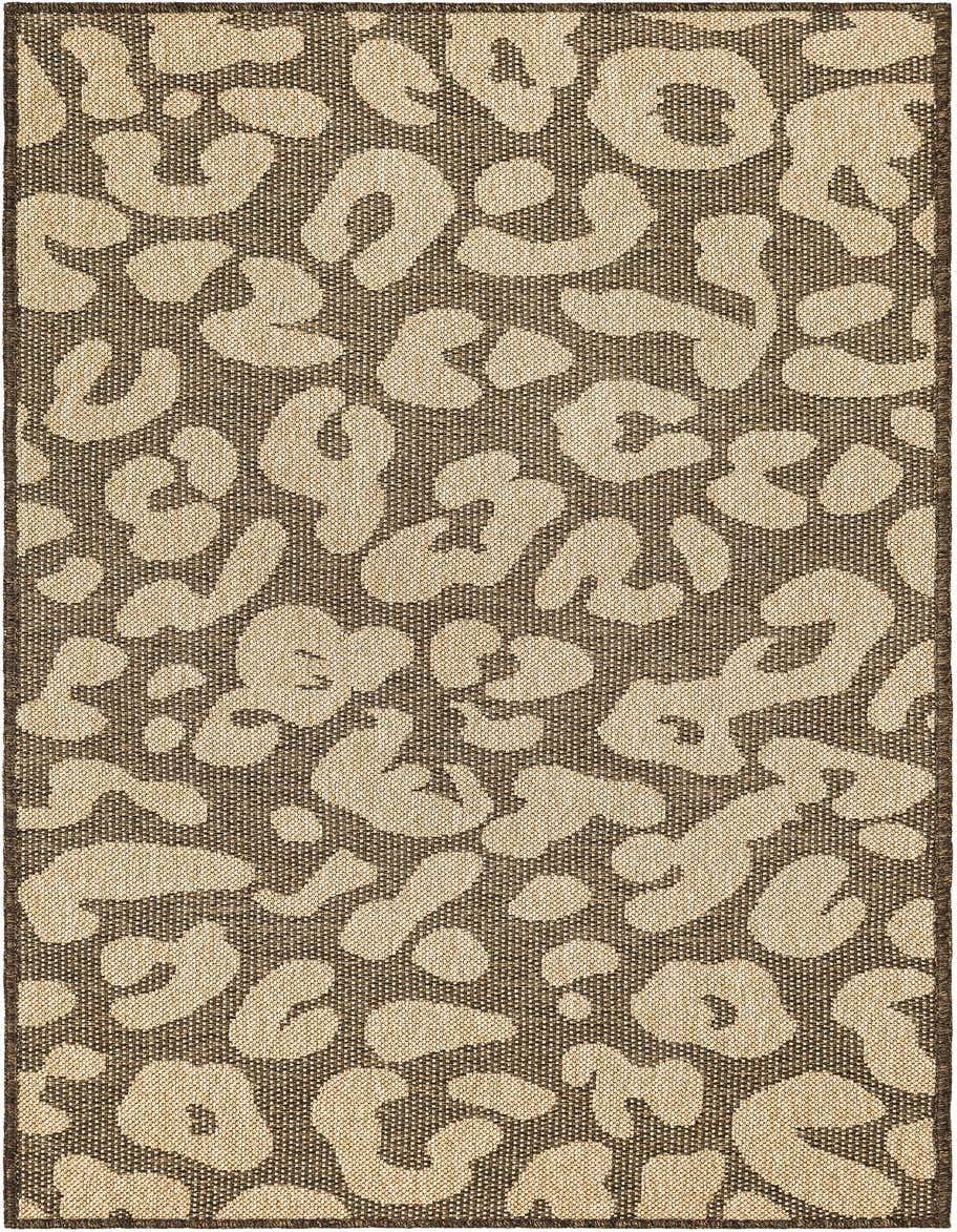 A 6 ft runner rug with a modern abstract pattern in varying shades of brown and tan, featuring a flatweave texture.