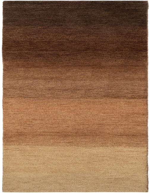 A long, rectangular 11 ft runner rug with a modern solid pattern, featuring a warm brown and tan ombre design, perfect for a hallway.