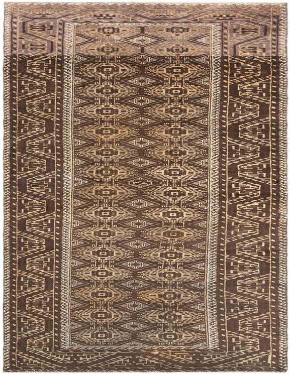 A 10 ft Hamedan runner rug in shades of brown and tan, featuring intricate tribal and traditional patterns, perfect for a hallway.