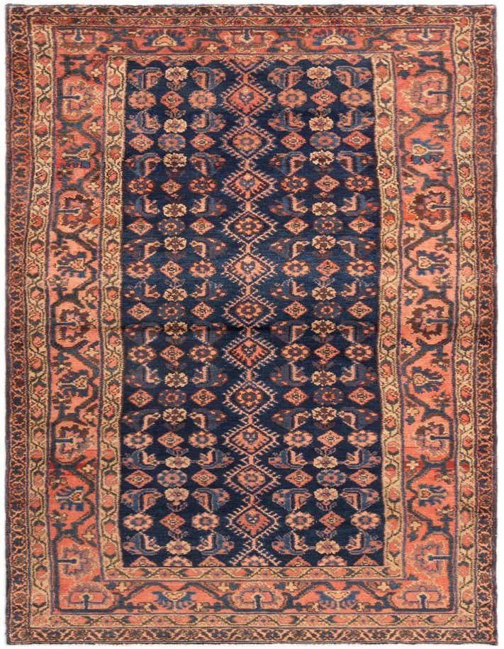 A 10 ft Hamedan runner rug in brown and tan, featuring a traditional tribal pattern with a central medallion design, ideal for hallways.