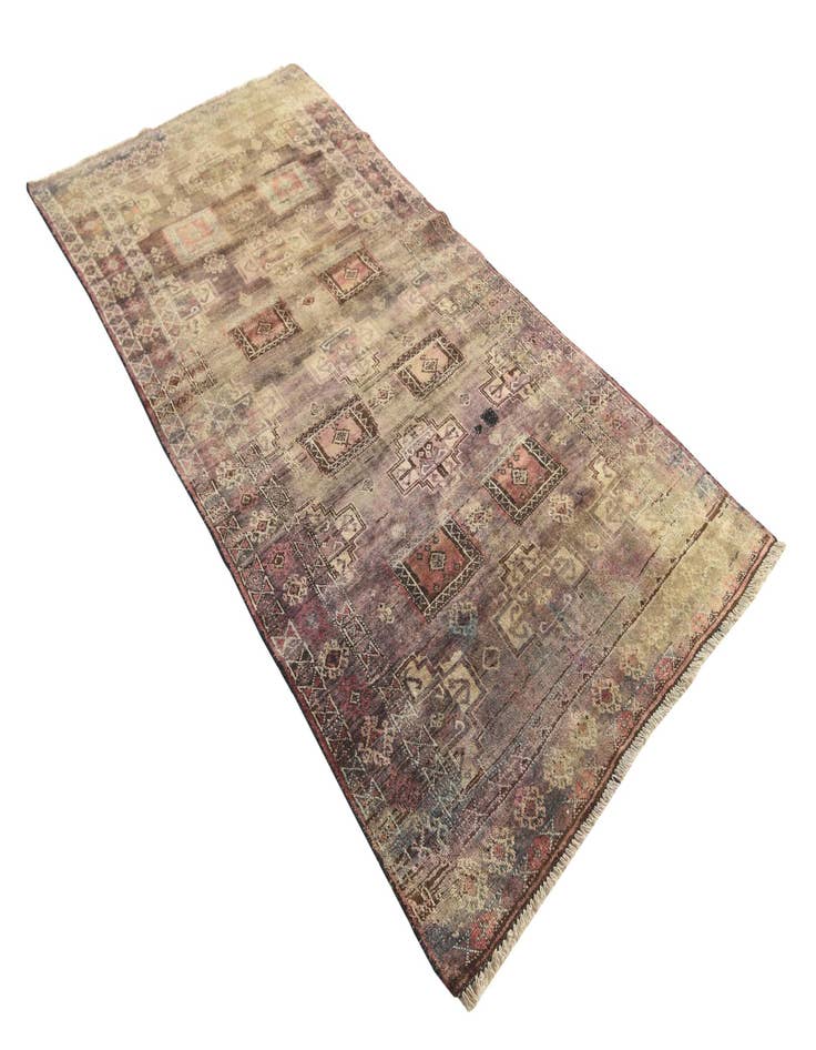 Detail image of  3' 9 x 7' 5  Hand Knotted Hamedan Persian Wool Runner Rug