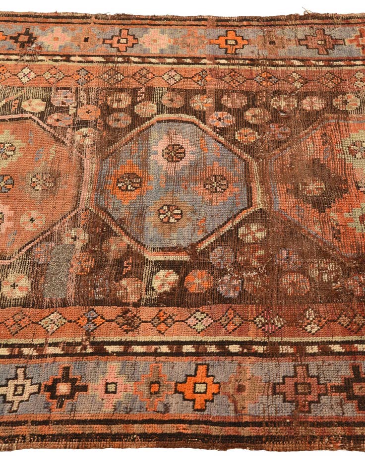Detail image of  3' 8 x 7' 7  Hand Knotted Hamedan Persian Wool Runner Rug