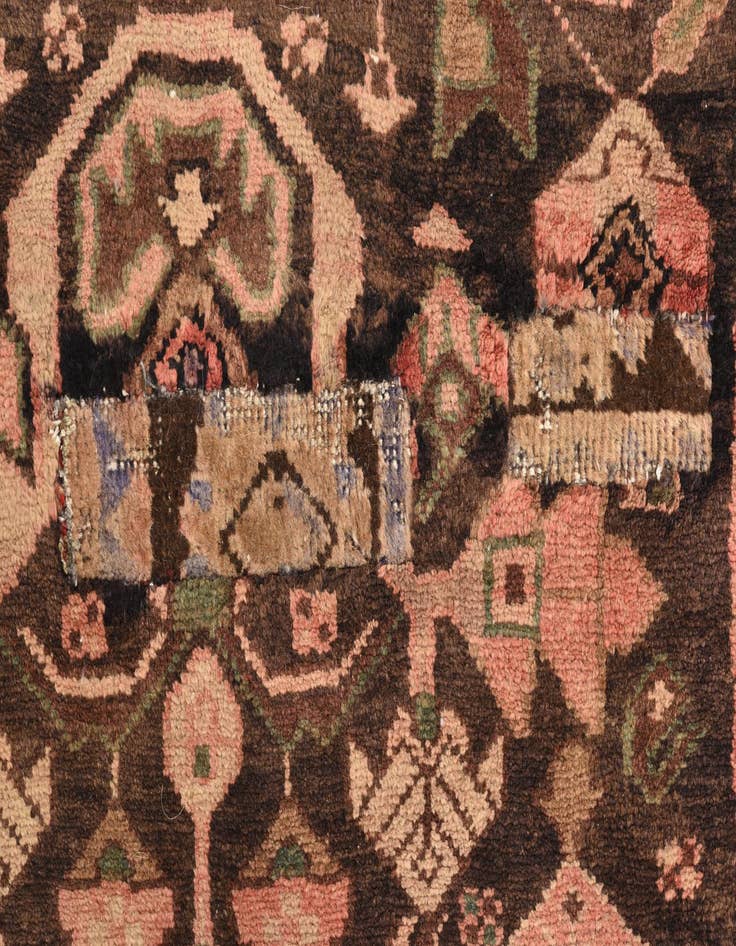 Detail image of  3' 7 x 9'  Hand Knotted Hamedan Persian Wool Runner Rug