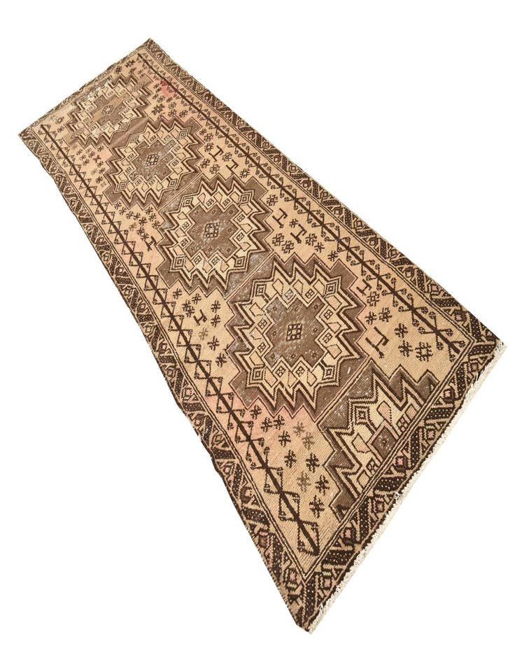 Detail image of  3' 3 x 10'  Hand Knotted Hamedan Persian Wool Runner Rug