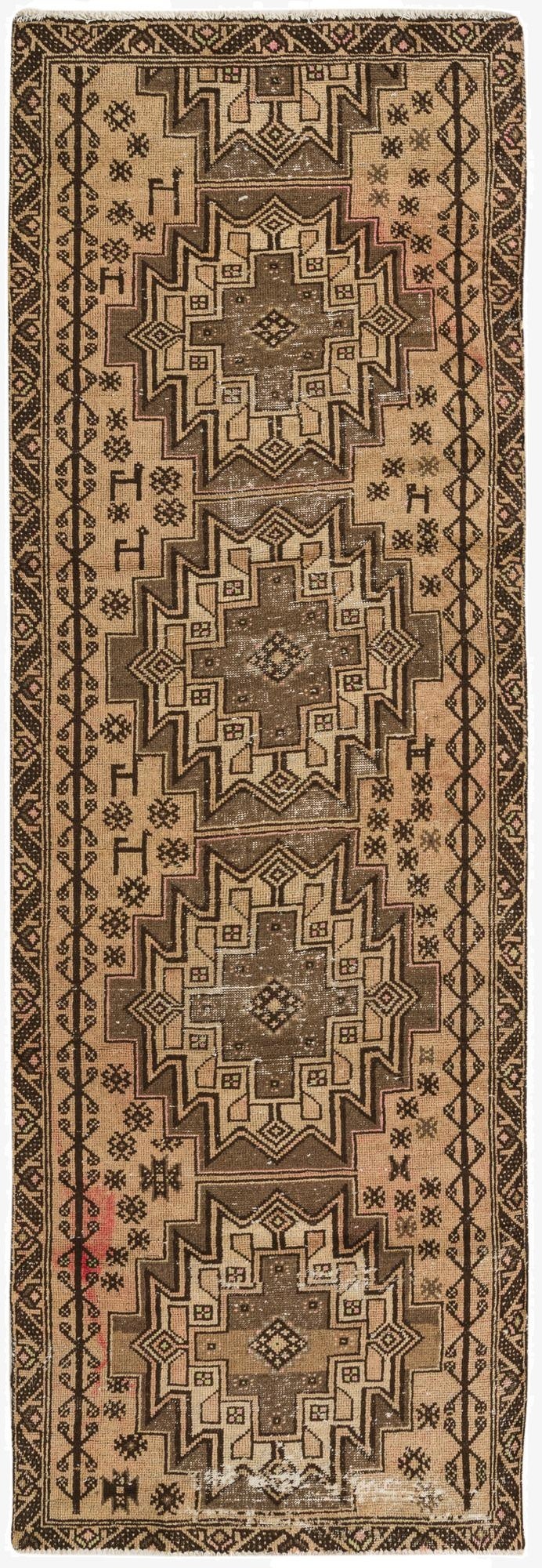  3' 3 x 10'  Hand Knotted Hamedan Persian Wool Runner Rug