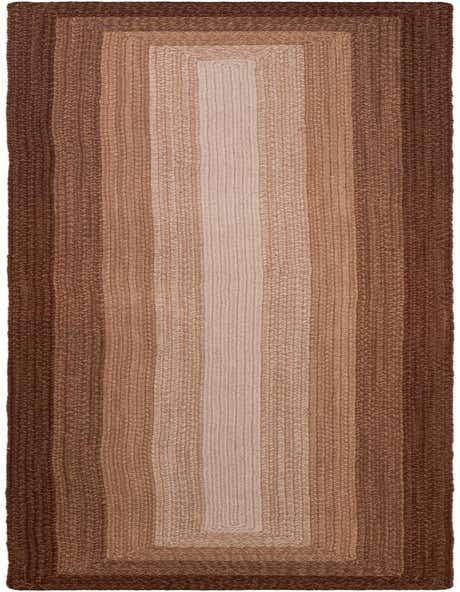A 12 ft runner rug featuring a modern braided wool design in varying shades of brown and tan, ideal for a hallway.