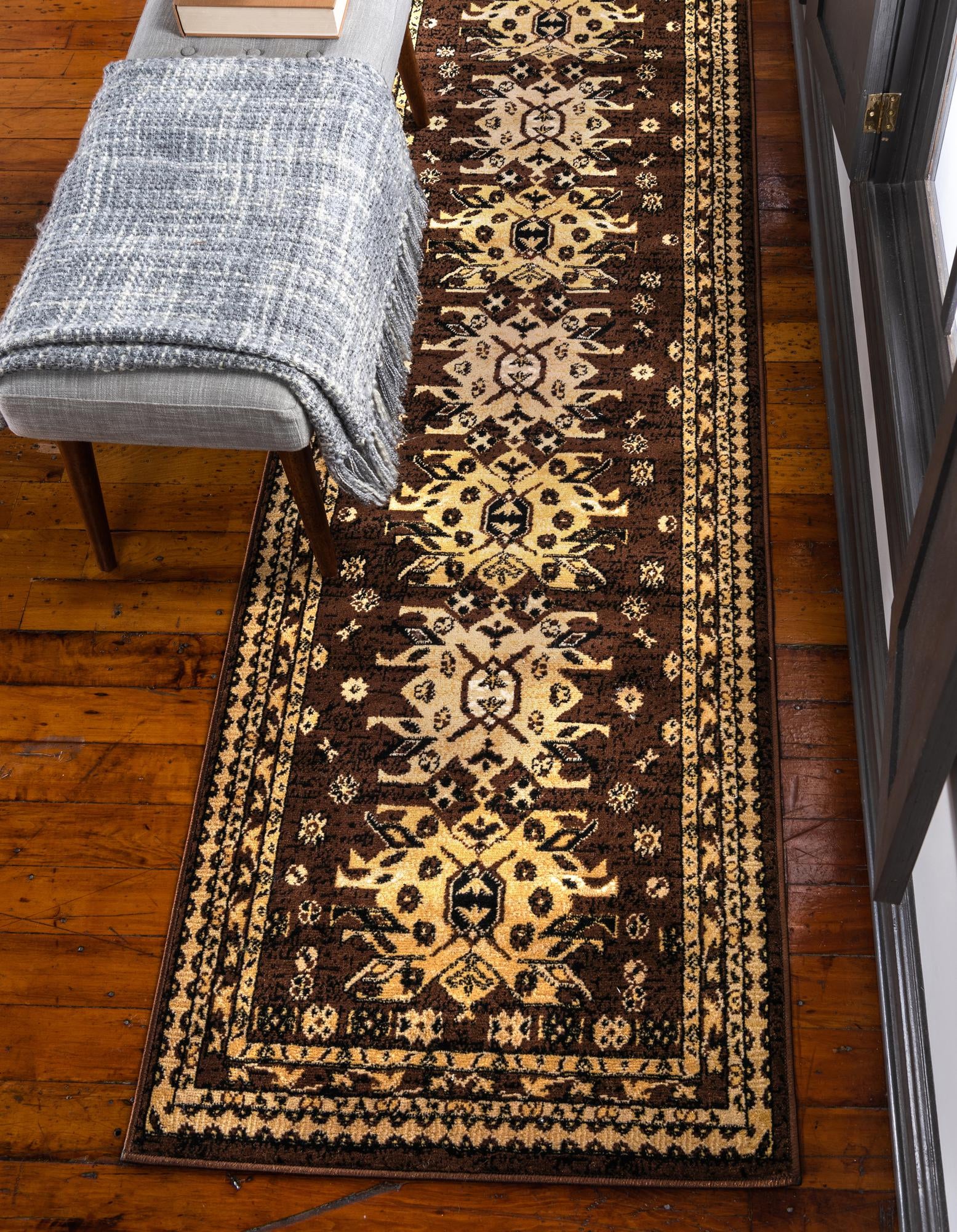 Brown 2' 2 x 8' 2 Heris Runner Rug | Rugs.com