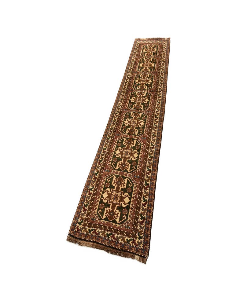 Detail image of  3' x 11' 8  Hand Knotted Kazak Wool Runner Rug