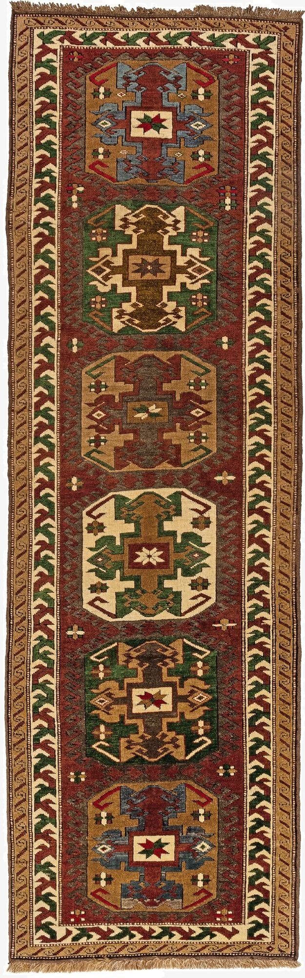  3' x 9' 9  Hand Knotted Kazak Wool Runner Rug