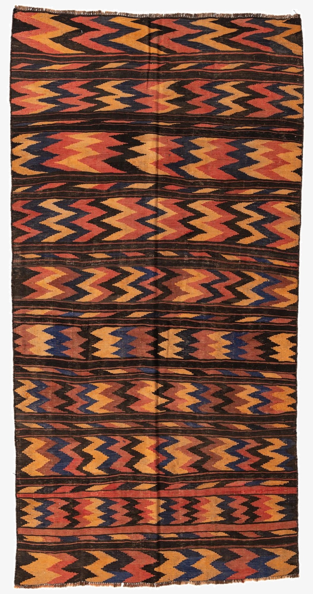  5' 2 x 10' 2  Hand Woven Kilim Afghan Wool Runner Rug