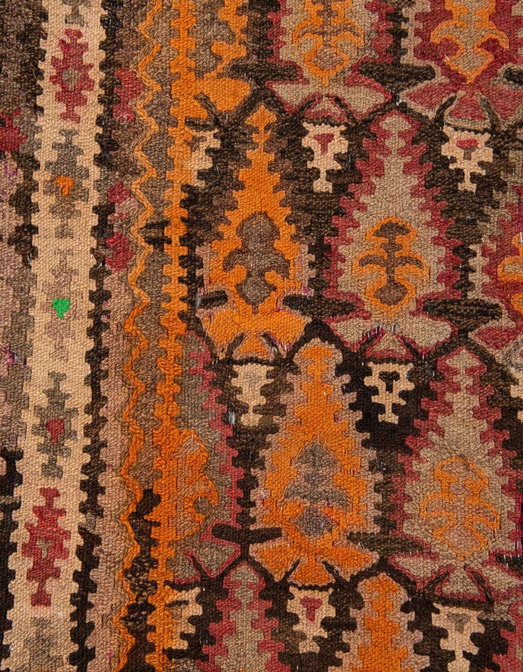 Detail image of  3' 5 x 12' 5  Hand Woven Kilim Fars Wool Runner Rug