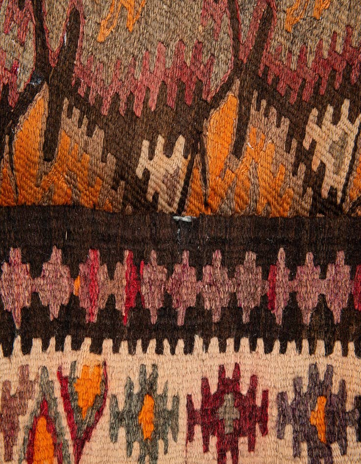 Detail image of  3' 5 x 12' 5  Hand Woven Kilim Fars Wool Runner Rug