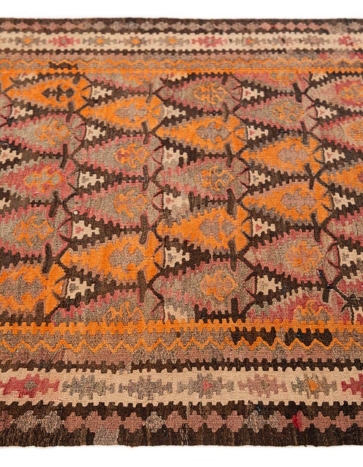 Detail image of  3' 5 x 12' 5  Hand Woven Kilim Fars Wool Runner Rug