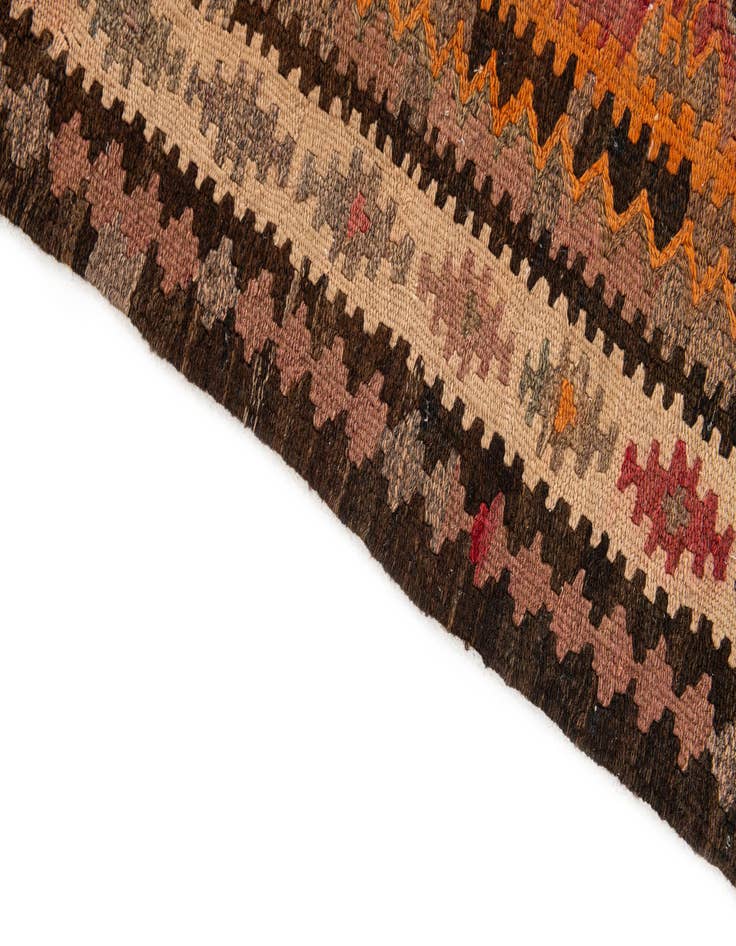 Detail image of  3' 5 x 12' 5  Hand Woven Kilim Fars Wool Runner Rug