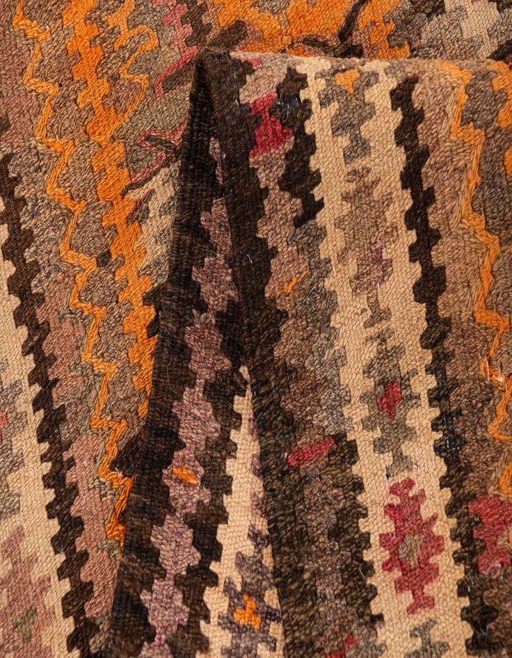 Detail image of  3' 5 x 12' 5  Hand Woven Kilim Fars Wool Runner Rug