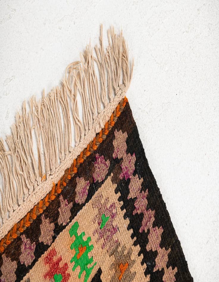 Detail image of  3' 5 x 12' 5  Hand Woven Kilim Fars Wool Runner Rug