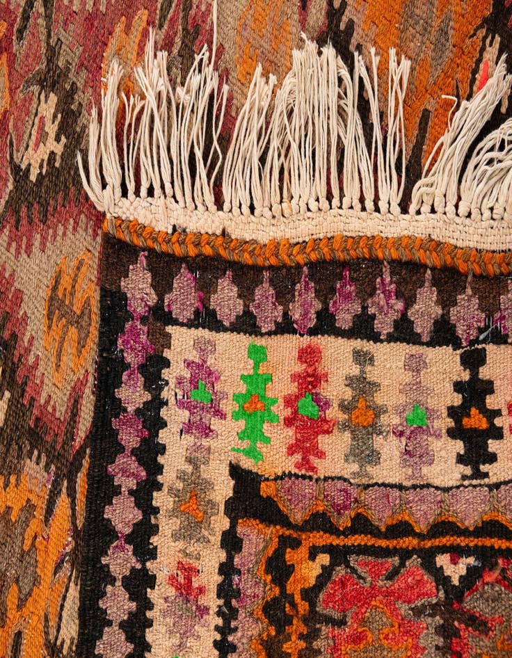 Detail image of  3' 5 x 12' 5  Hand Woven Kilim Fars Wool Runner Rug