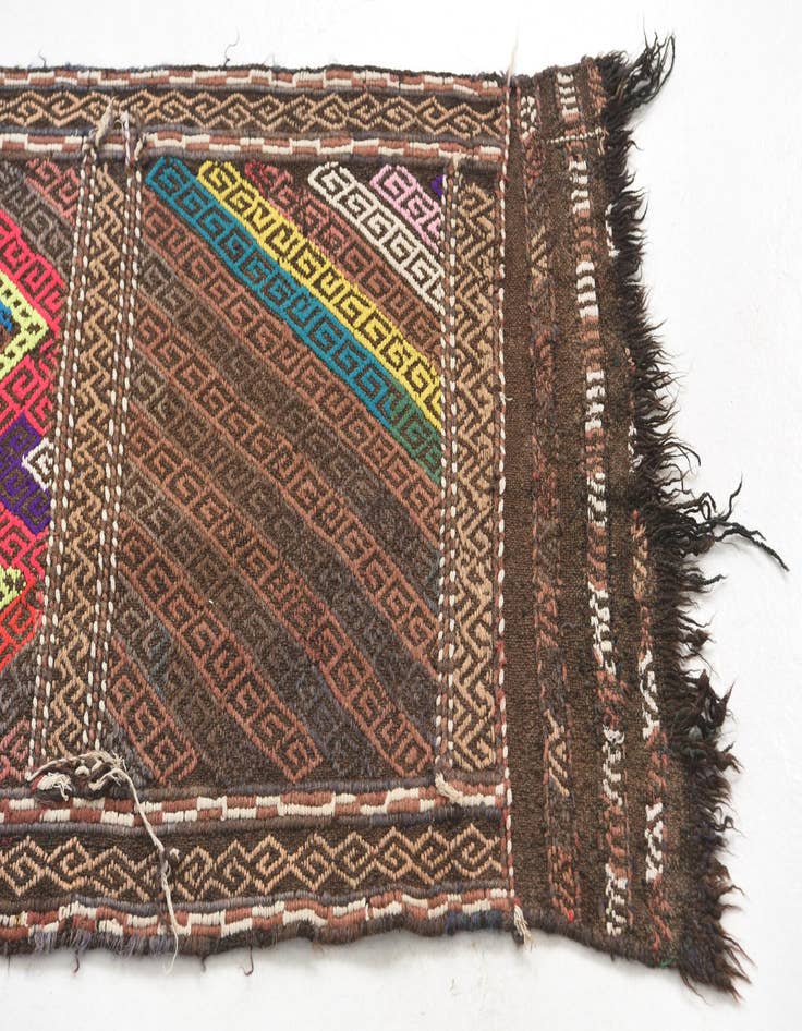 Detail image of  2' x 6' 10  Hand Knotted Kilim Fars Persian Wool Runner Rug