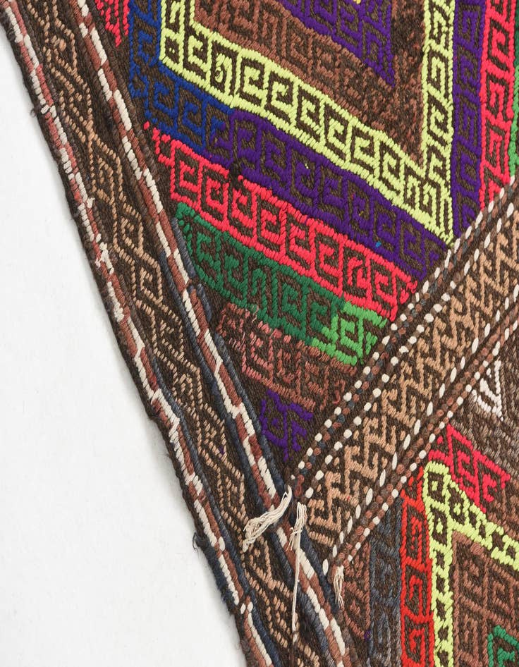 Detail image of  2' x 6' 10  Hand Knotted Kilim Fars Persian Wool Runner Rug