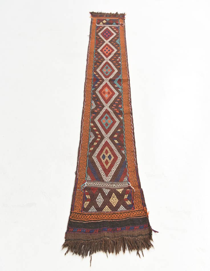 Detail image of  2' x 9' 9  Hand Knotted Kilim Fars Persian Wool Runner Rug