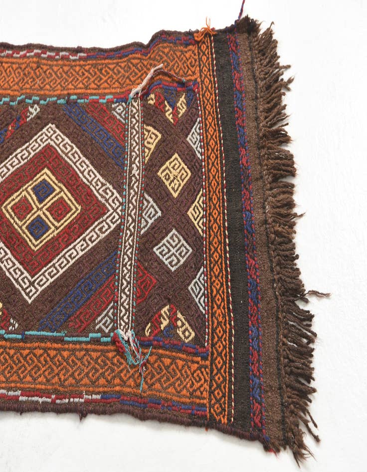 Detail image of  2' x 9' 9  Hand Knotted Kilim Fars Persian Wool Runner Rug