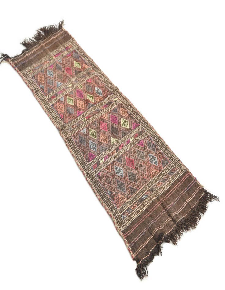 Detail image of  2' x 5' 7  Hand Knotted Kilim Fars Persian Wool Runner Rug