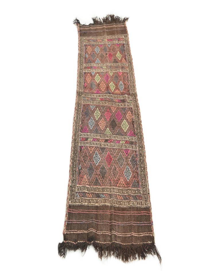 Detail image of  2' x 5' 7  Hand Knotted Kilim Fars Persian Wool Runner Rug