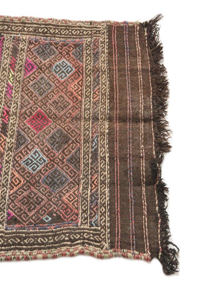 Detail image of  2' x 5' 7  Hand Knotted Kilim Fars Persian Wool Runner Rug