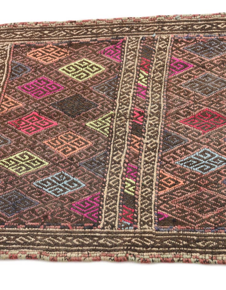 Detail image of  2' x 5' 7  Hand Knotted Kilim Fars Persian Wool Runner Rug